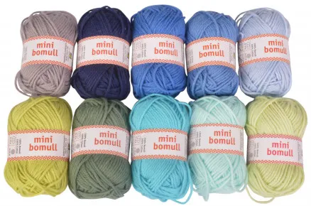 Järbo Minibomull Garnpakke 11 Blå og Grøn nuancer 10g - 10 stk - Järbo Minibomull Garnpakke 11 Blå og Grøn nuancer